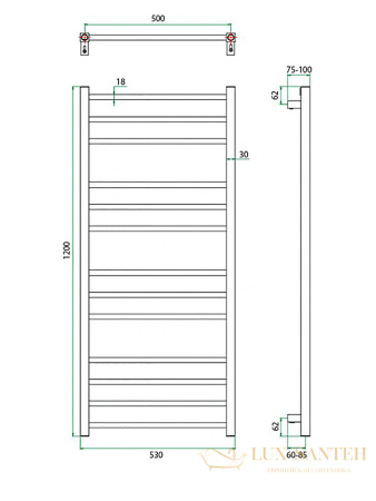 полотенцесушитель grota ecoclassik 53/120, хром