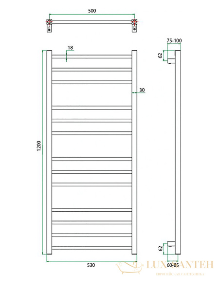 полотенцесушитель grota ecoclassik 53/120, хром