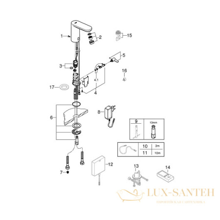 смеситель grohe eurosmart cosmopolitan e 36325001 для раковины, хром