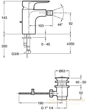 смеситель для биде jacob delafon aleo e72279-cp