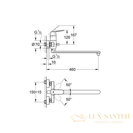 смеситель grohe eurosmart cosmopolitan 32847000 для ванны, хром