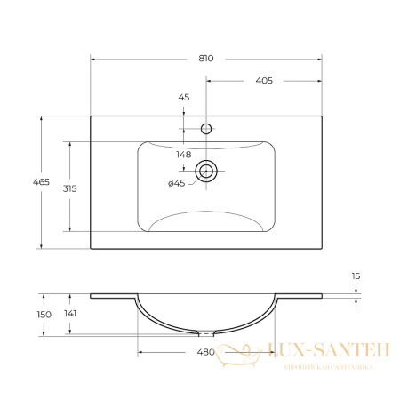 раковина belbagno bb810/465-lv-vtr-bo 81 см, bianco opaco