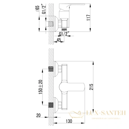 смеситель lemark plus grace lm1503c для душа