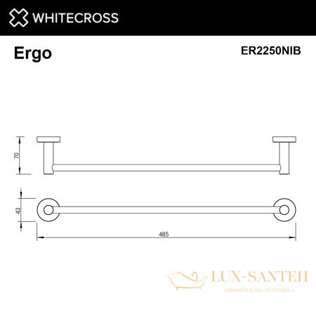 полотенцедержатель 450 мм. whitecross ergo er2250nib, брашированный никель