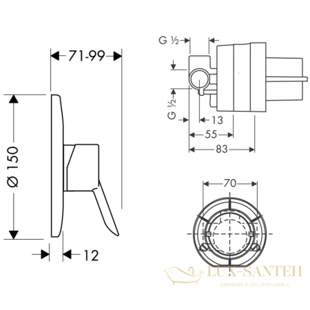 смеситель для душа hansgrohe focus e2 31966000, хром