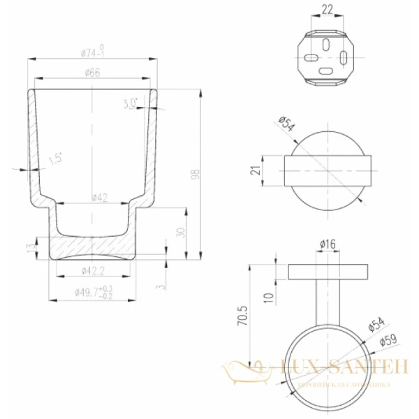 стакан villeroy & boch elements-tender tva15101800061, хром