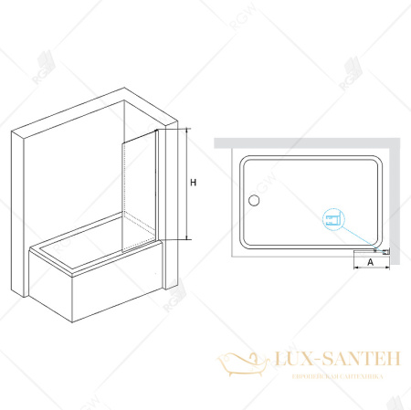 шторка rgw screens 351105650-14 на ванну sc-056b 50x150, профиль черный, стекло прозрачное