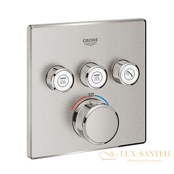 термостат встраиваемый для ванны и душа grohe grohtherm smartcontrol 29126dc0, на 3 потребителя, суперсталь