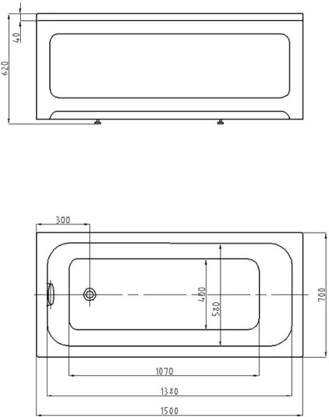 акриловая ванна aquatek мия 150x70 miy150-0000001 (без гидромассажа)