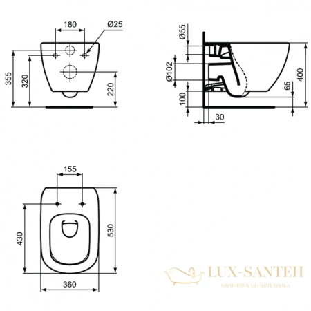 комплект унитаза с инсталляцией ideal standard tesi t3868v3 с сиденьем