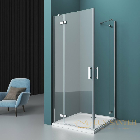 душевой уголок belbagno kraft kraft-ah-22-120/80-c-cr-l 120х80 см профиль хром, стекло прозрачное 