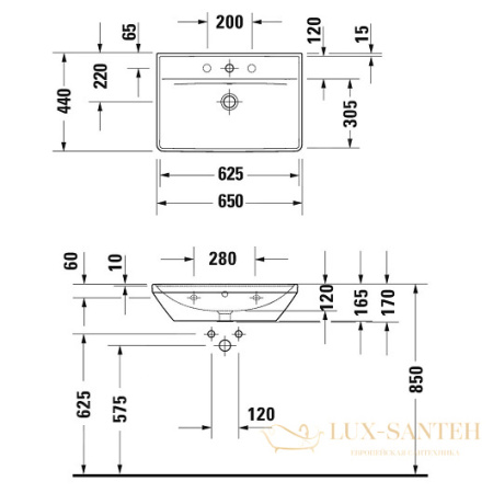 раковина duravit d-neo 2366650000 650х440 мм, белый