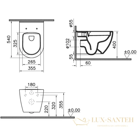 подвесной безободковый унитаз vitra mia round 7510b003-0075, белый