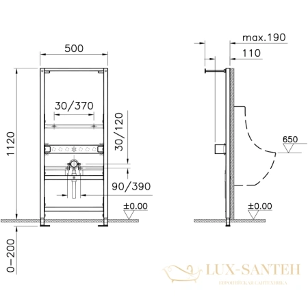 монтажный элемент vitra frame 880-3800 для писсуара 