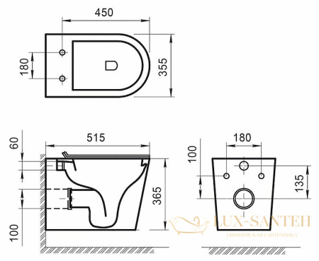 подвесной унитаз belbagno flay-r bb053chr без сиденья, белый