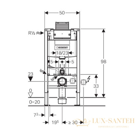 инсталляция для подвесного унитаза geberit duofix omega 111.030.00.1 высота 98 см