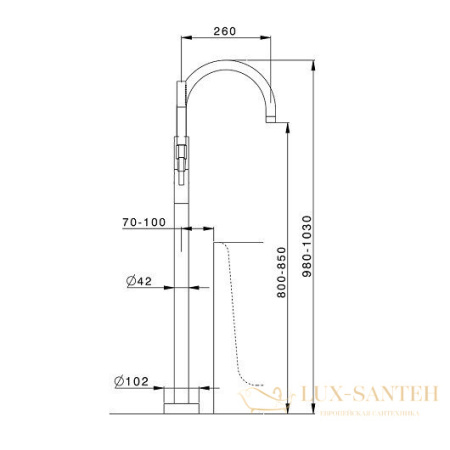 смеситель напольный для ванны cisal less new, ln01420040, (внешняя часть) с ручным душем, черный матовый