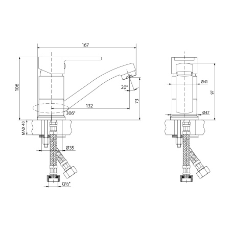 смеситель для умывальника lemark plus grace lm1507с с поворотным изливом