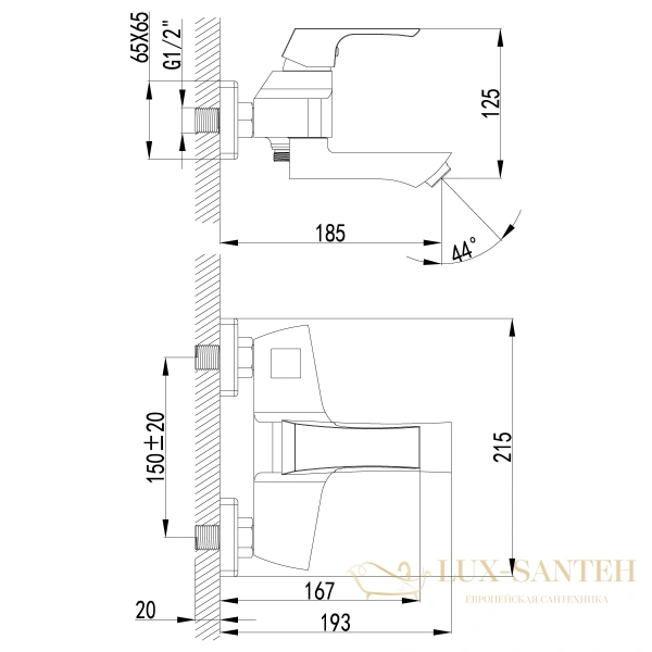 смеситель lemark unit lm4514c для ванны, хром