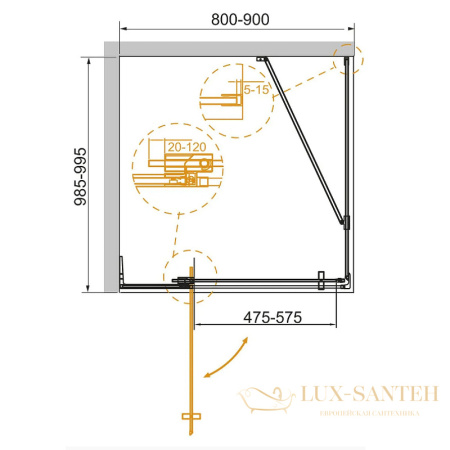 душевой уголок cezares slider slider-ah-1-80-90/100-c-nero 90x100 профиль черный матовый, стекло прозрачное