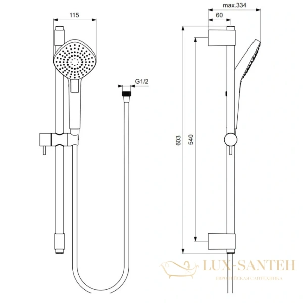 душевой гарнитур ideal standard evo diamond l3 b2234aa, хром