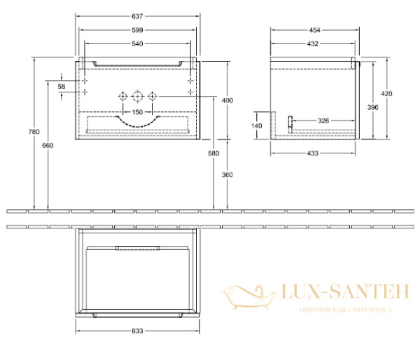 тумба под раковину villeroy & boch subway 2.0 a68800dh подвесная 63,7х45,4х42 см, белый глянцевый