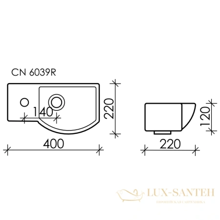 раковина ceramica nova element cn6039r 40x22 см, белый