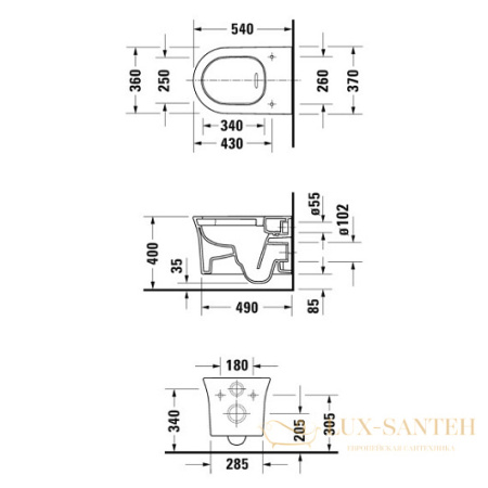 чаша подвесного безободкового унитаза duravit white tulip 2576092000 rimless, белый