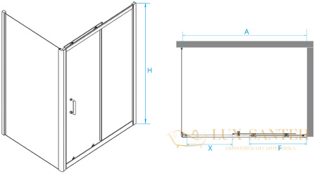 душевой уголок rgw passage 4108741168-14 pa-74-1b 160x80, профиль черный, стекло прозрачное