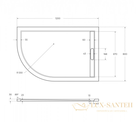 экран для поддона из искусственного мрамора cezares tray-as-rh-120/80-100-scr-l, белый