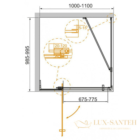 душевой уголок cezares slider slider-ah-1-100-100/110-c-nero 110x100 профиль черный матовый, стекло прозрачное