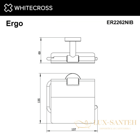 держатель туалетной бумаги whitecross ergo er2262nib, брашированный никель