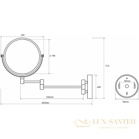 косметическое зеркало bemeta cosmetic mirrors 112201512 с увеличением, хром