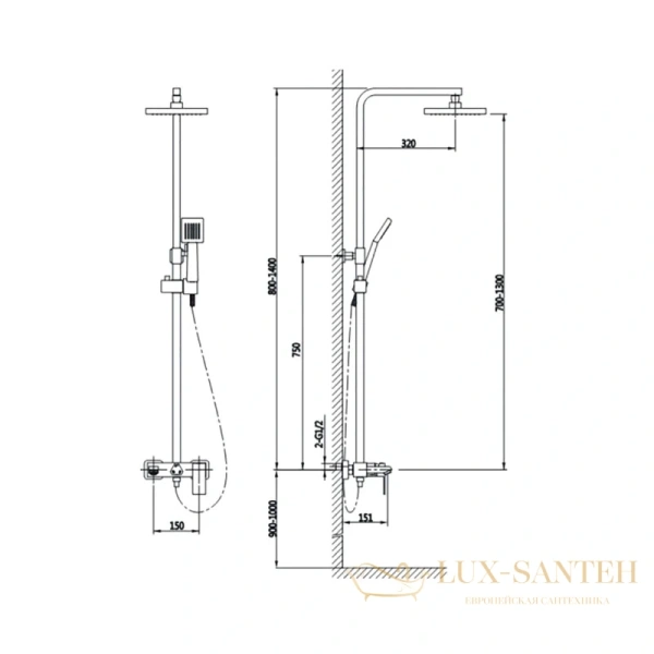 душевая система timo briana sx-7130/00 260 мм, хром