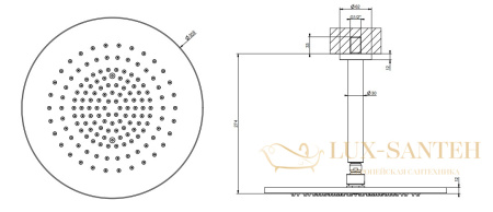 верхний душ gessi 316 shower 54152.239 ø 355 мм, нержавеющая сталь шлифованная