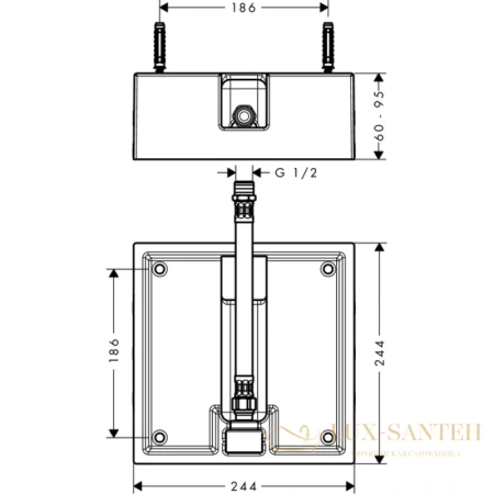 скрытая часть верхнего душа hansgrohe raindance air 26471180