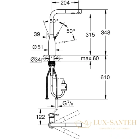 смеситель для кухонной мойки grohe essence new, 30270gn0, холодный рассвет матовый 