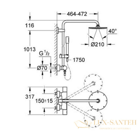 душевая система grohe rainshower 27032001, хром