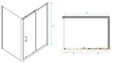 душевой уголок rgw passage 410874132-14 pa-74b 130x120, профиль черный, стекло прозрачное