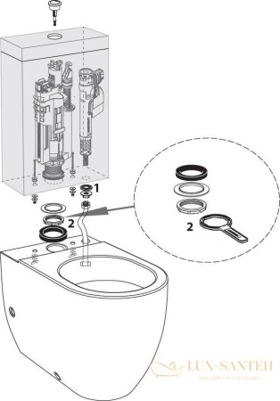 механизм двойного слива kerasan 750990 geberit, хром