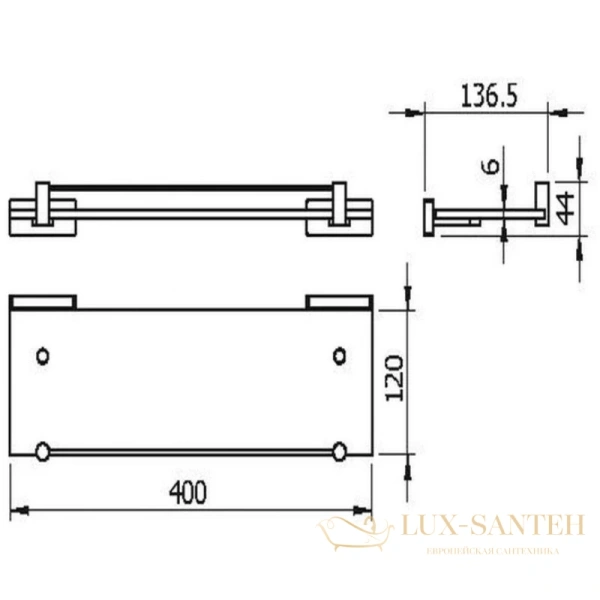 полка стеклянная langberger alster 10951d 40 см, хром