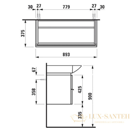 тумба под раковину laufen palace new 4.0125.2.075.463.r 893х375 мм, белый 