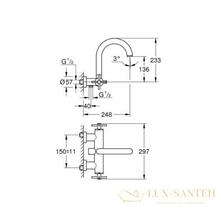 смеситель grohe atrio 25010003 для ванны, хром