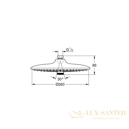 верхний душ grohe euphoria 260 26456000 6.8 л/мин, хром