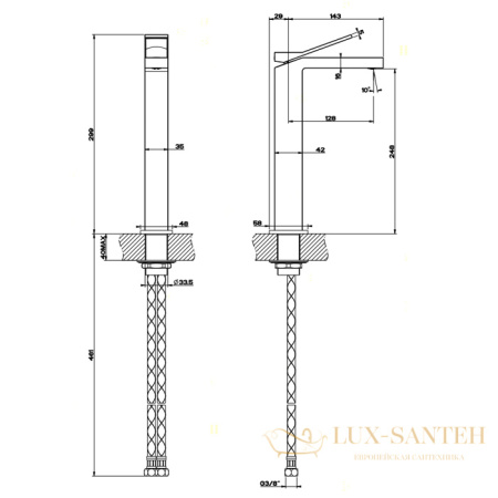 смеситель для раковины высокий gessi rettangolo k 53006.031, хром