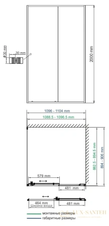 душевой уголок wasserkraft rhin 44s15 110х90 см 