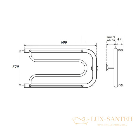 полотенцесушитель 320x600 водяной point pn21336p фокстрот с полкой, хром