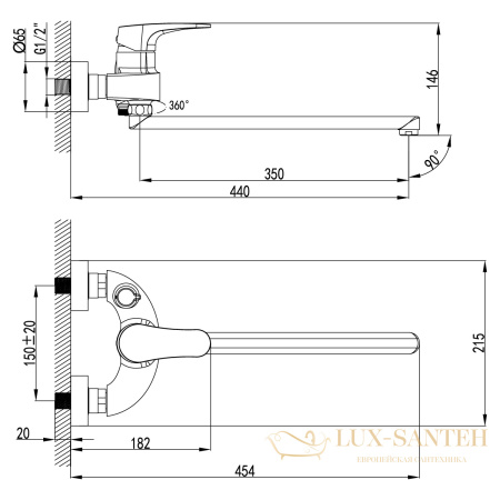 смеситель lemark shift lm4317c для ванны, хром