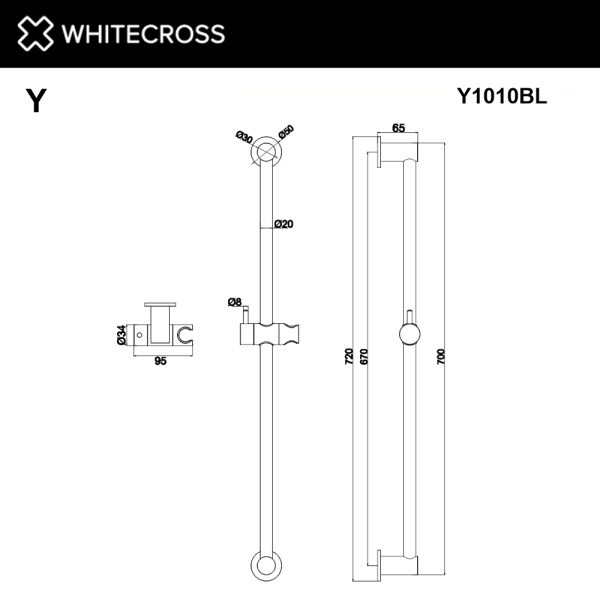 штанга для душа whitecross y1010bl, черный мат