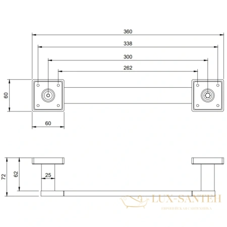 поручень villeroy & boch elements-striking tva15202200061 36 см, хром